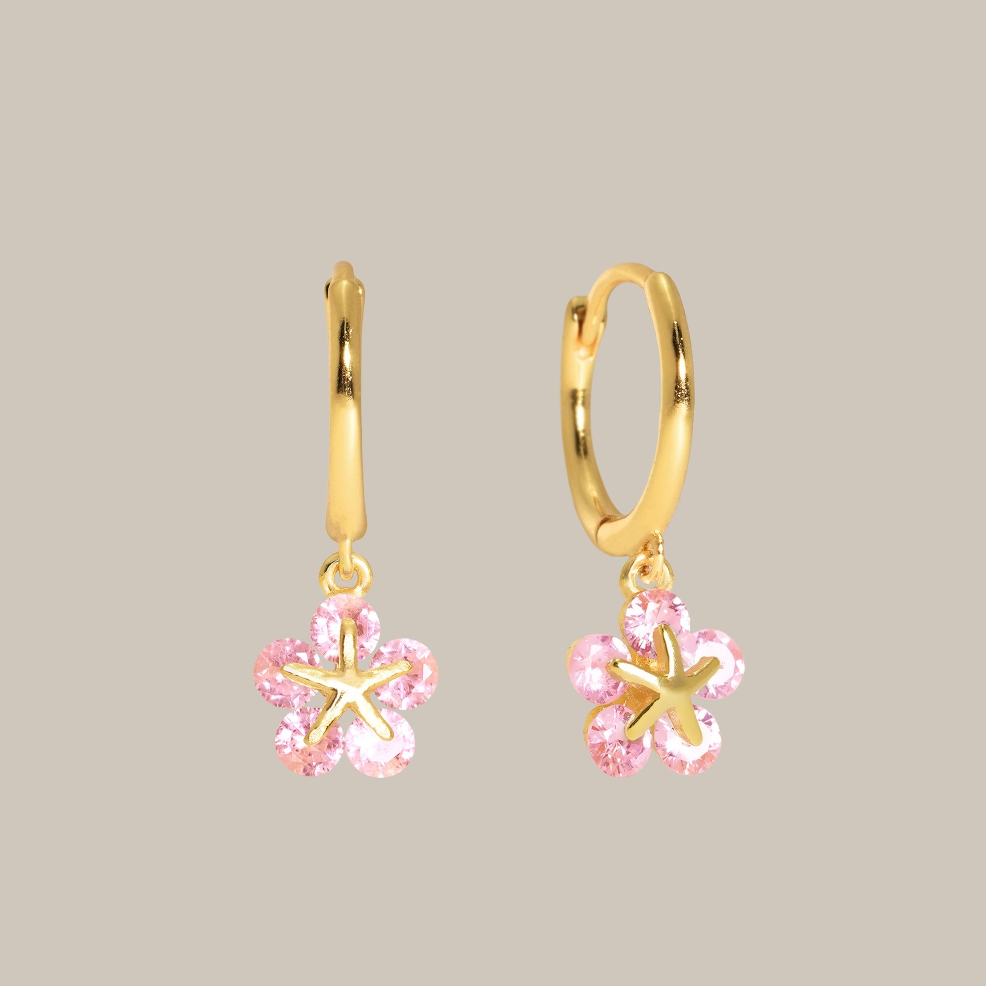 Pink Tourmaline Cherry Blossom Hoops