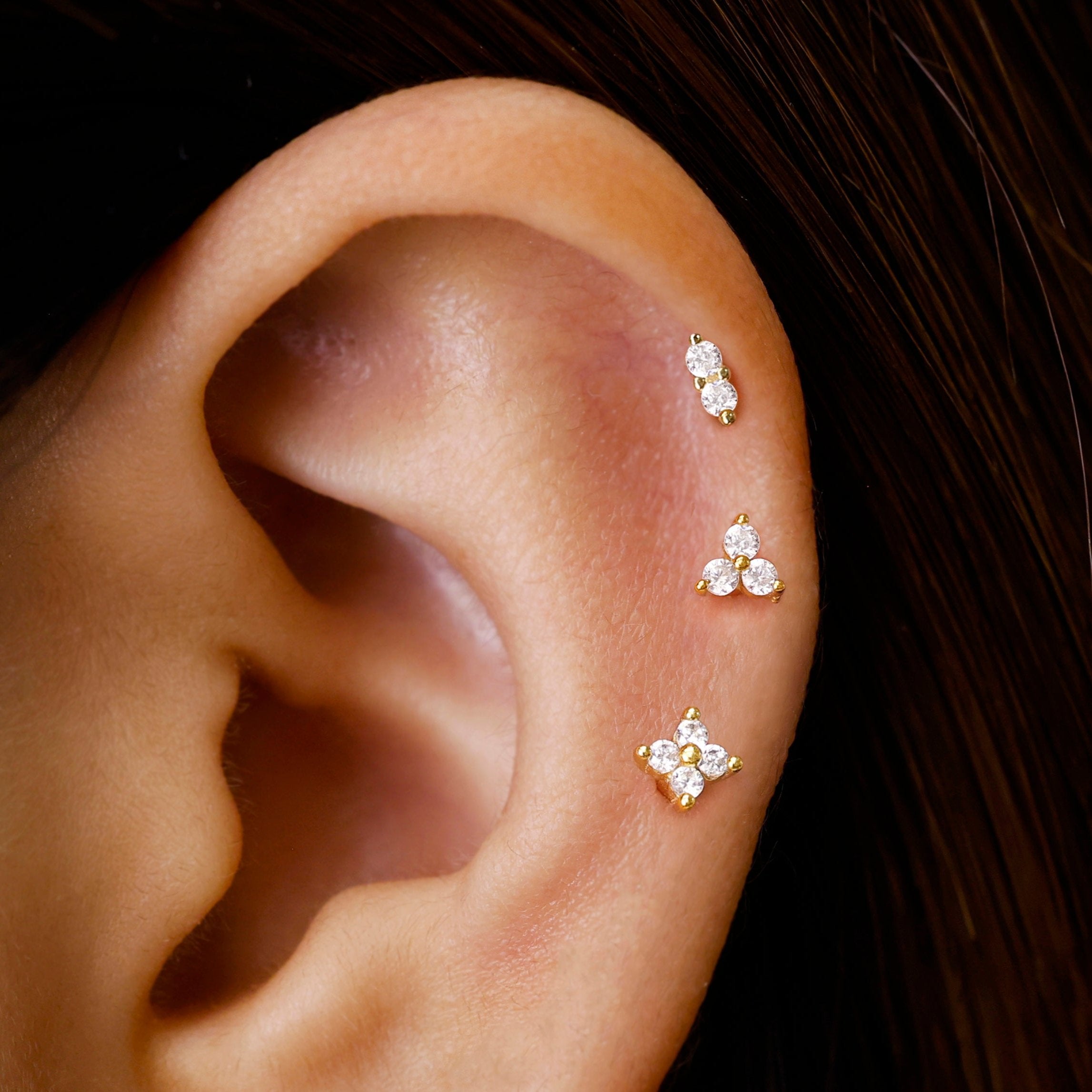 Forward Helix Flower Forward Helix Piercing Flower Gold CZ Flower