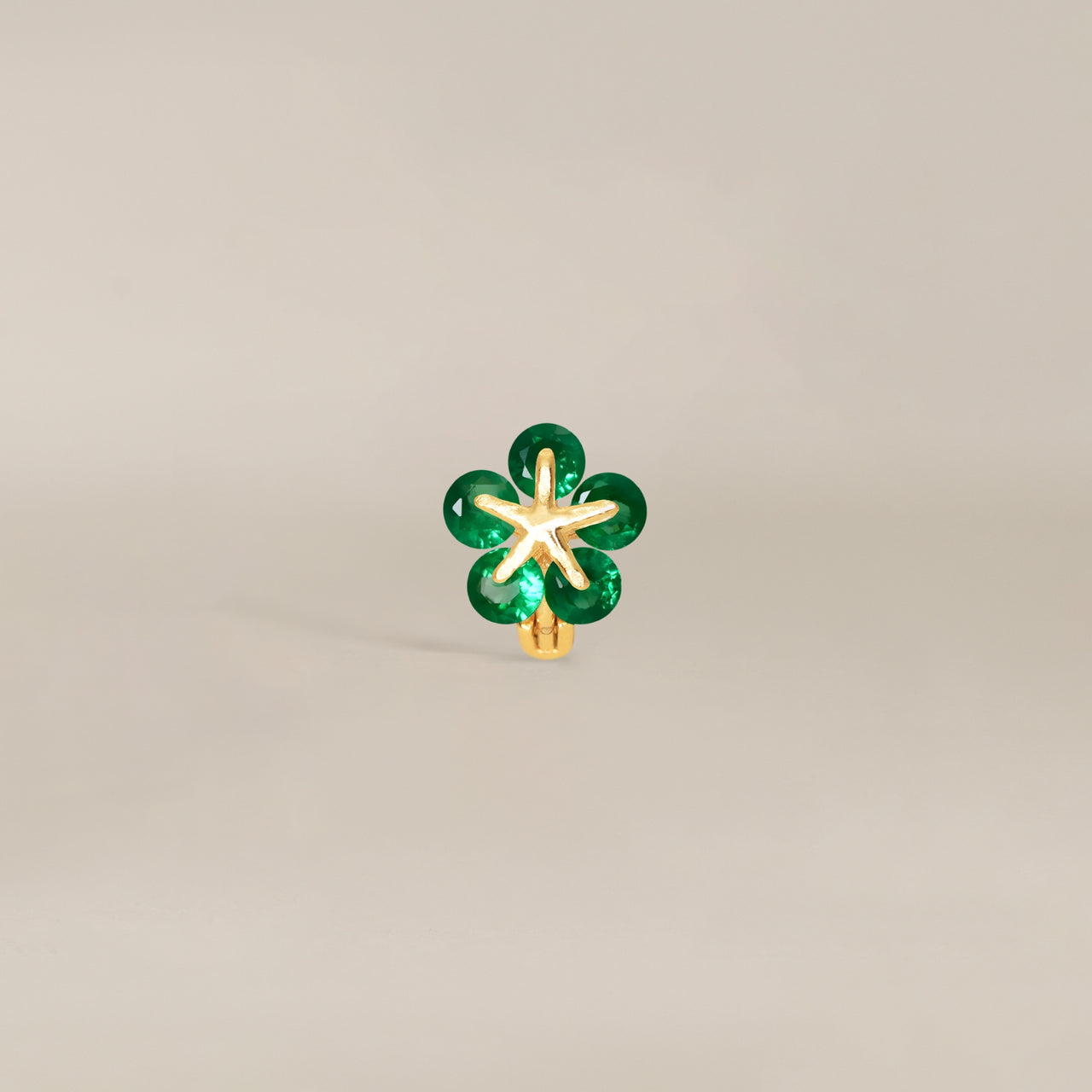 Emerald Cherry Blossom Cartilage Hoop