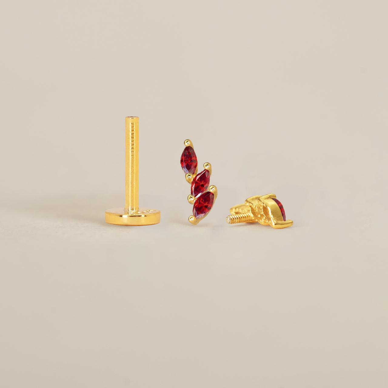 Ruby Leaf Climber Flat Back Labret