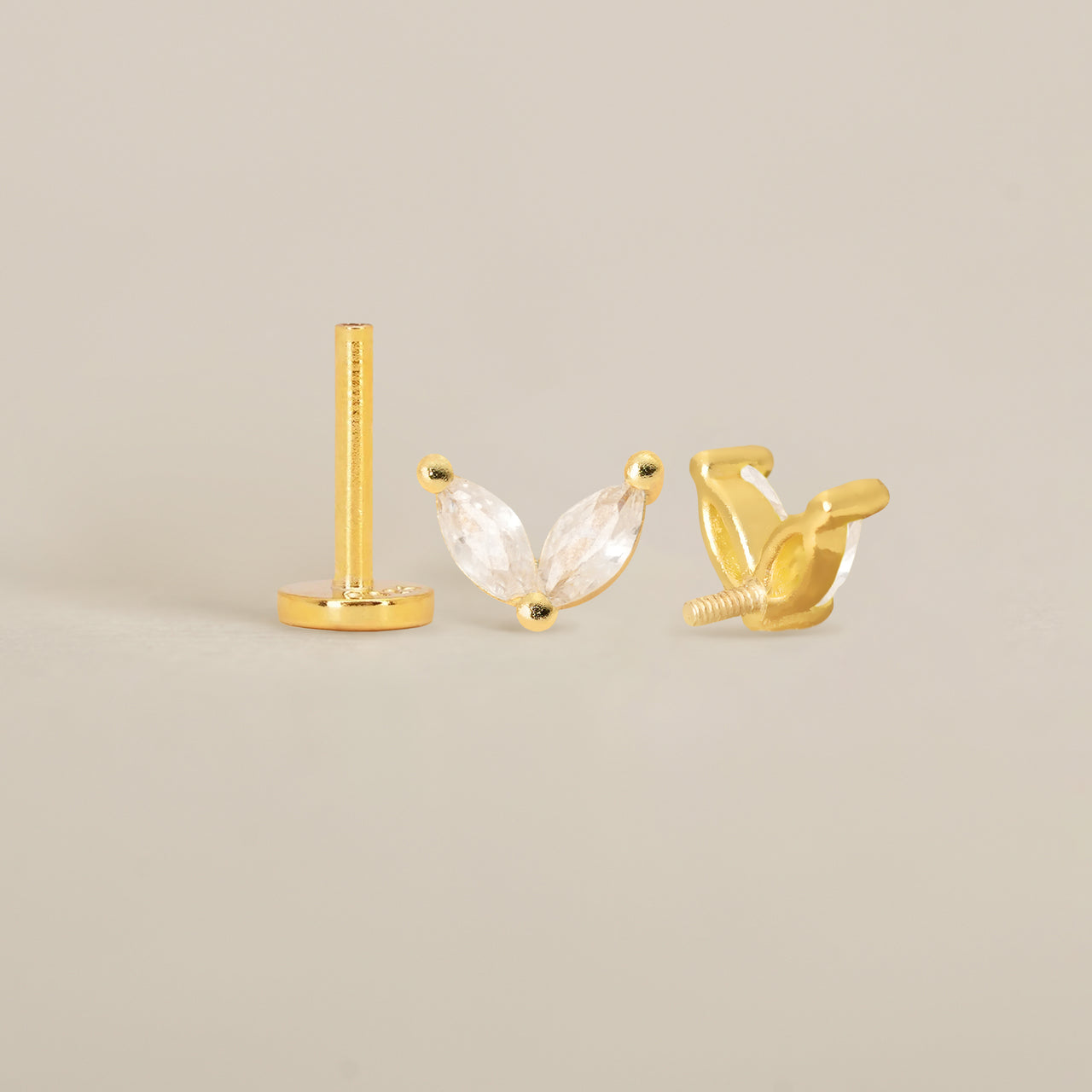 Diamond Double Marquise Flat Back Labret