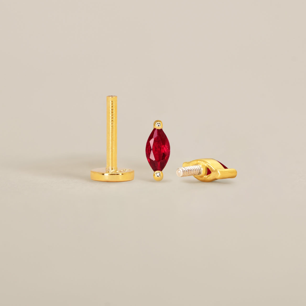 Ruby Marquise Flat Back Labret