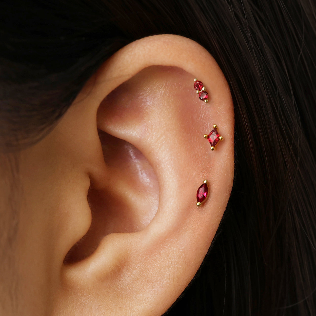 Dainty Ruby Flat Back Set